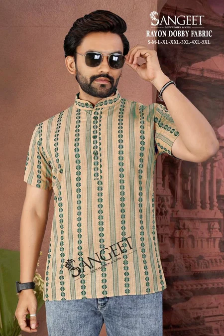Sangeet Rayon Dobby Vol 3 Rayon Half Sleeves Short Mens Kurta Exporters In India